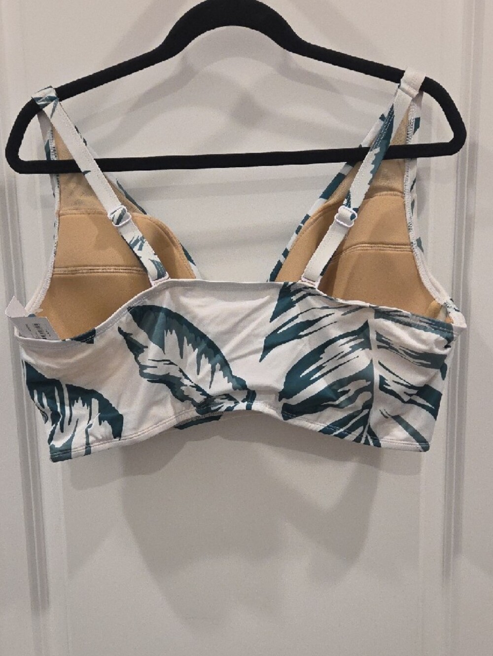 Cacique White Swim Top with Teal Green Leaf Print 40DDD - Picture 3 of 3